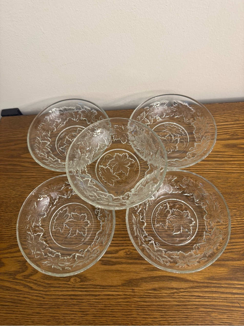 Vintage Princess House Fantasia Clear Glass Dessert Bowls - Set of 5 EUC